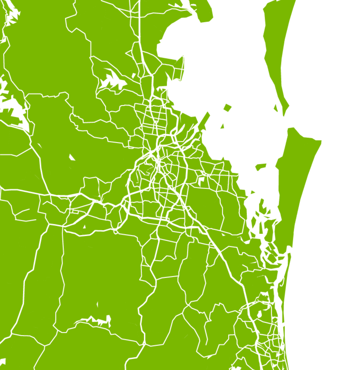 Map of south east Queensland with pin drop locations