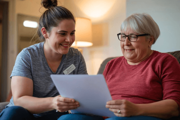 Support coordinator assisting NDIS participant with plan review